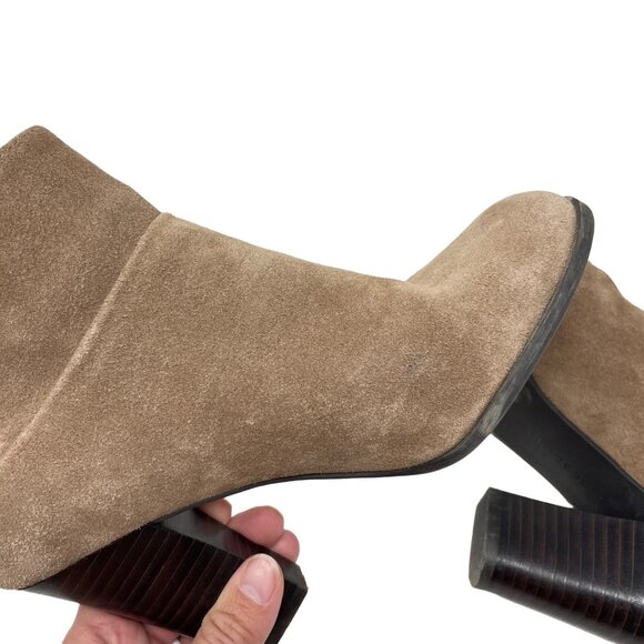 BCBGeneration Kleina Bootie Size 6.5 Tan Suede Stacked Heel Back Zipper - Picture 6 of 12